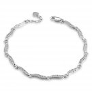 14K Italian White Gold Wave Segments With Diamond-Cut Bracelet (6.5") Jewelry in Gift Box B05022B