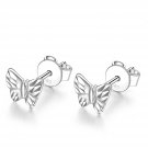 14K White Gold Tiny Diamond Cut Butterfly Stud Earrings, Women Girl Jewelry in Gift Box C06449E