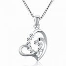 14K White Gold Openwork Diamond-Cut Heart Necklace 16" C06349P