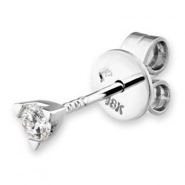 18K White Gold Triangle Prong Diamond Single Earring (0.08ct) Unisex Jewelry D00266L