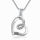 14K White Gold Sideway Swiling Heart Necklace 16" C05938P