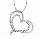 14K White Gold Heart In Heart Polished Diamond-Cut  Necklace 16" C05940P