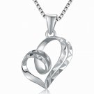 14K White Gold Double Row Swirling Heart Diamond-Cut Necklace 16" C05939P