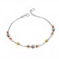 14K Tri-Color Gold Diamond-Cut Balls Beads Station Bracelet 6.5" B05854B