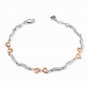 14K Rose White Gold Diamond-Cut Heart Wave Bracelet (6.5") B05672B