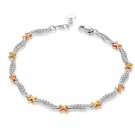 14K Tri-Color Gold Diamond-Cut Crosses Bracelet, Women Girl Jewelry in Gift Box B05671B