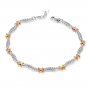14K Tri-Color Gold Diamond-Cut Crosses Bracelet, Women Girl Jewelry in Gift Box B05671B