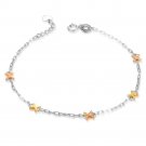 14K Italian Tri-Color Gold Diamond-Cut Crosses Bracelet, Women Girl Jewelry in Gift Box B06132B