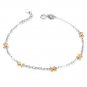 14K Italian Tri-Color Gold Diamond-Cut Crosses Bracelet, Women Girl Jewelry in Gift Box B06132B
