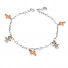 14K Rose White Gold Diamond-Cut Angel Cross Bracelet, Women Girl Jewelry in Gift Box C05618B