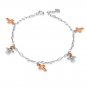 14K Rose White Gold Diamond-Cut Angel Cross Bracelet, Women Girl Jewelry in Gift Box C05618B