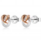14K Italian Rose White Gold Diamond-Cut Circle Stud Earrings, Women Girl Jewelry B05447E