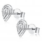 14K Italian White Gold Teardrop Diamond-Cut Stud Earrings, Women Girl Jewelry in Gift Box B06138E