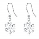 14K Italian White Gold Snowflake Diamond-Cut Shepherd Hook Earrings, Women Girl Jewelry C05014E