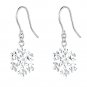 14K Italian White Gold Snowflake Diamond-Cut Shepherd Hook Earrings, Women Girl Jewelry C05014E