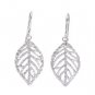 14K Italian White Gold Filigree Leaf Diamond-Cut Shepherd Hook Earrings, Women Girl Jewelry C05060E