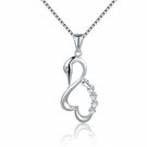 14K White Gold Elegant Swan Diamond Cut Necklace 16'' Birthday Gift C04509P