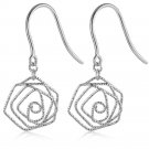 14K Italian White Gold Diamond-Cut Rose Shepherd Hook Earrings, Women Girl Jewelry C05694E