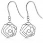14K Italian White Gold Diamond-Cut Rose Shepherd Hook Earrings, Women Girl Jewelry C05694E