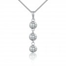 14K Italian White Gold Triple Diamond-Cut Puff Balls Necklace (16"), Women Jewelry C05400P