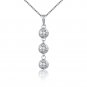 14K Italian White Gold Triple Diamond-Cut Puff Balls Necklace (16"), Women Jewelry C05400P