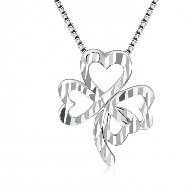 14K Gold Lucky Four Heart Leaves Clover Necklace (16"), Women Jewelry C05691P
