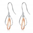 14K Italian Two Tone Rose and White Gold Diamond-Cut Teardrop Earrings, Women Girl Jewelry B05109E