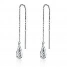 14K Gold Dangle Diamond-Cut Teardrop Threader Earrings, Women Girl Jewelry C04496E
