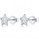 14K Italian White Gold Diamond-Cut Star Stud Earrings, Women Girl Jewelry in Gift Box C05228E