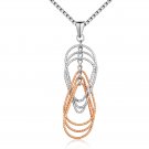 14K Italian Two Tone Rose and White Gold Interlocking Teardrop Necklace (16"), Women Jewelry B05884P