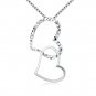 14K Italian White Gold Double Hearts Necklace (16"), Women Jewelry in Gift Box C05101P