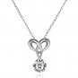 0.22cttw Diamond 18K White Gold Love Knot Pendant 925 Chain Jewelry J12742P