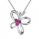 925 Silver Butterfly Diamond Ruby (0.03+0.25cttw) Pendant Necklace S08089P