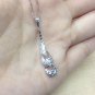 14K White Gold Diamond Cut Triple Drop Necklace 16" B05669P
