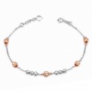 14K Rose White Gold Moving Beads Bracelet 6.5" Gift B06122B