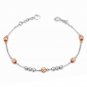 14K Rose White Gold Moving Beads Bracelet 6.5" Gift B06122B