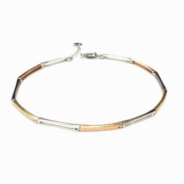 14K Yellow Rose White Gold Diamond-Cut Segment  Bracelet 6.5" Gift B05020B