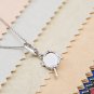 Platinum Plated Hand Mirror 925 Sterling Silver w/ Charm 16" Chain C05377J