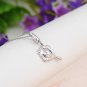 Platinum Plated Hand Mirror 925 Sterling Silver w/ Charm 16" Chain C05377J