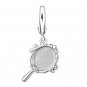 Platinum Plated Hand Mirror 925 Sterling Silver w/ Charm 16" Chain C05377J