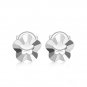 18K White Gold Diamond-Cut Plum Blossom Flower Shape Stud Earrings, Women Girl Jewelry Gift B05975E