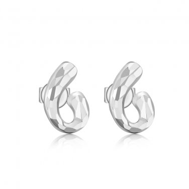 14K Italian White Gold Diamond Cut Initial b Stud Earrings Jewelry Gift B05667E