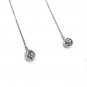 14K White Gold Hammered Drop Style Ball Threader Link Chain Earrings Jewelry Gift C04742E
