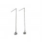 14K White Gold Hammered Drop Style Ball Threader Link Chain Earrings Jewelry Gift C04742E