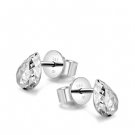 14K Italian White Gold Diamond-Cut Puff Teardrop Stud Earrings Jewelry Gift C04561E
