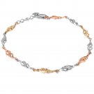 14K Tri-Color Gold Twist Segment Bracelet 6.5" Jewelry B05019B