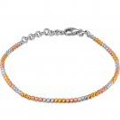 14K Tri-Color Gold Diamond-Cut Beads Bracelet 6.5" Gift B05914B