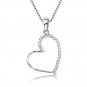14K White Gold Diamond-Cut Heart Pendant Necklace 16'' Valentines C05937P