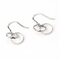 14K Italian White Gold Double Hoop Dangling French Wire Earrings B05182E