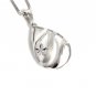 14K White Gold Swirl Puff Teardrop Star Necklace 16" Jewelry Gift B05535P